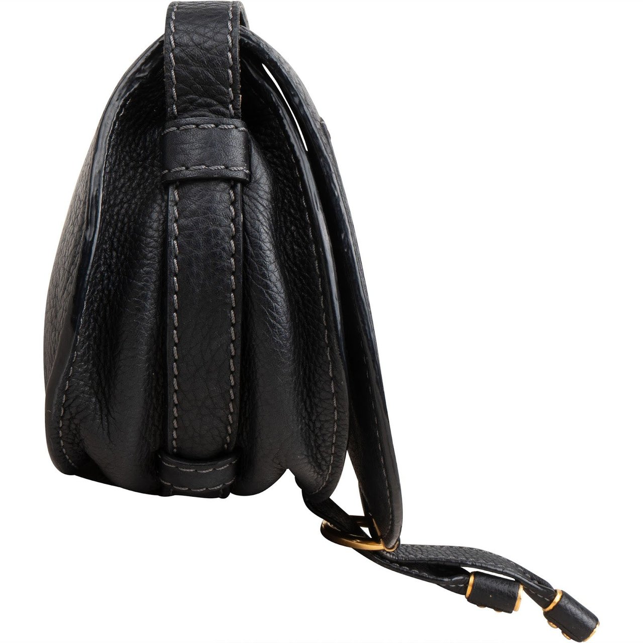 Chloé Grained Calfskin Small Marcie Saddle Crossbody Bag Zwart