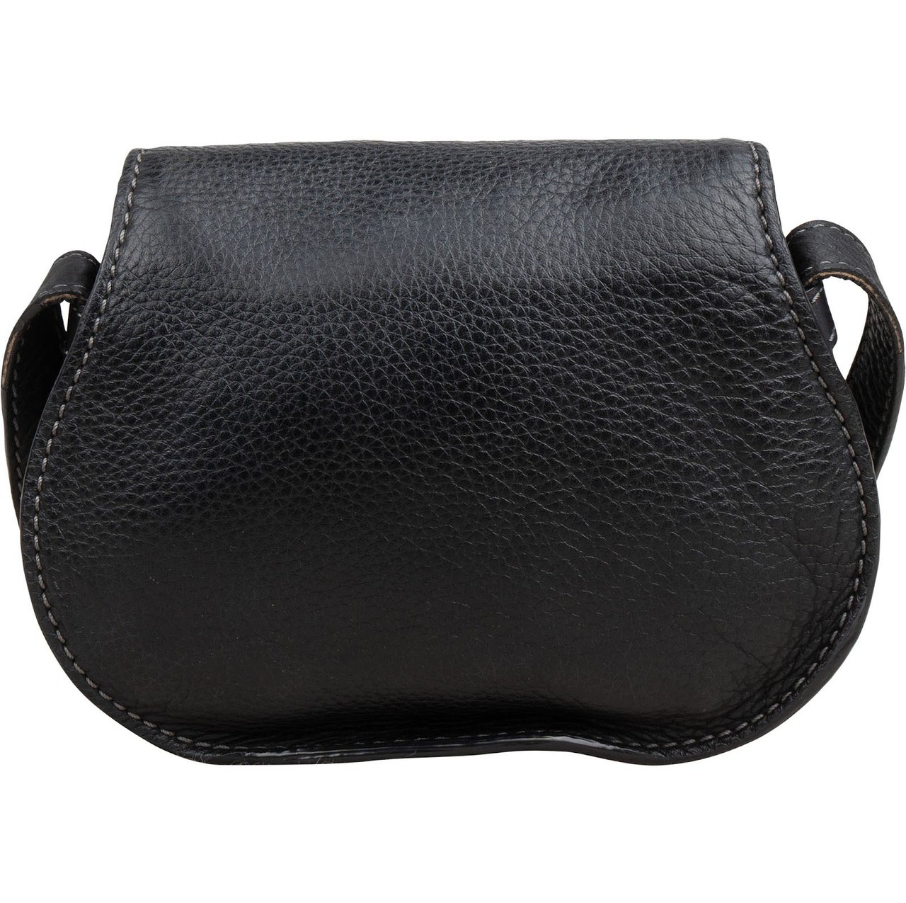 Chloé Grained Calfskin Small Marcie Saddle Crossbody Bag Zwart