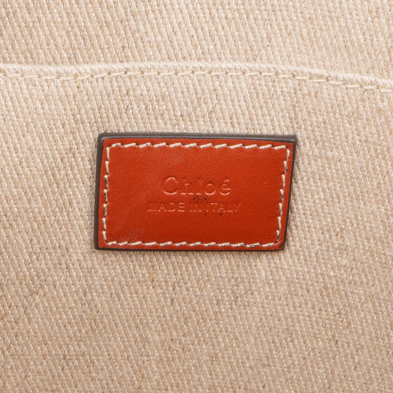 Chloé Canvas Woody Medium Shoulder Bag Beige