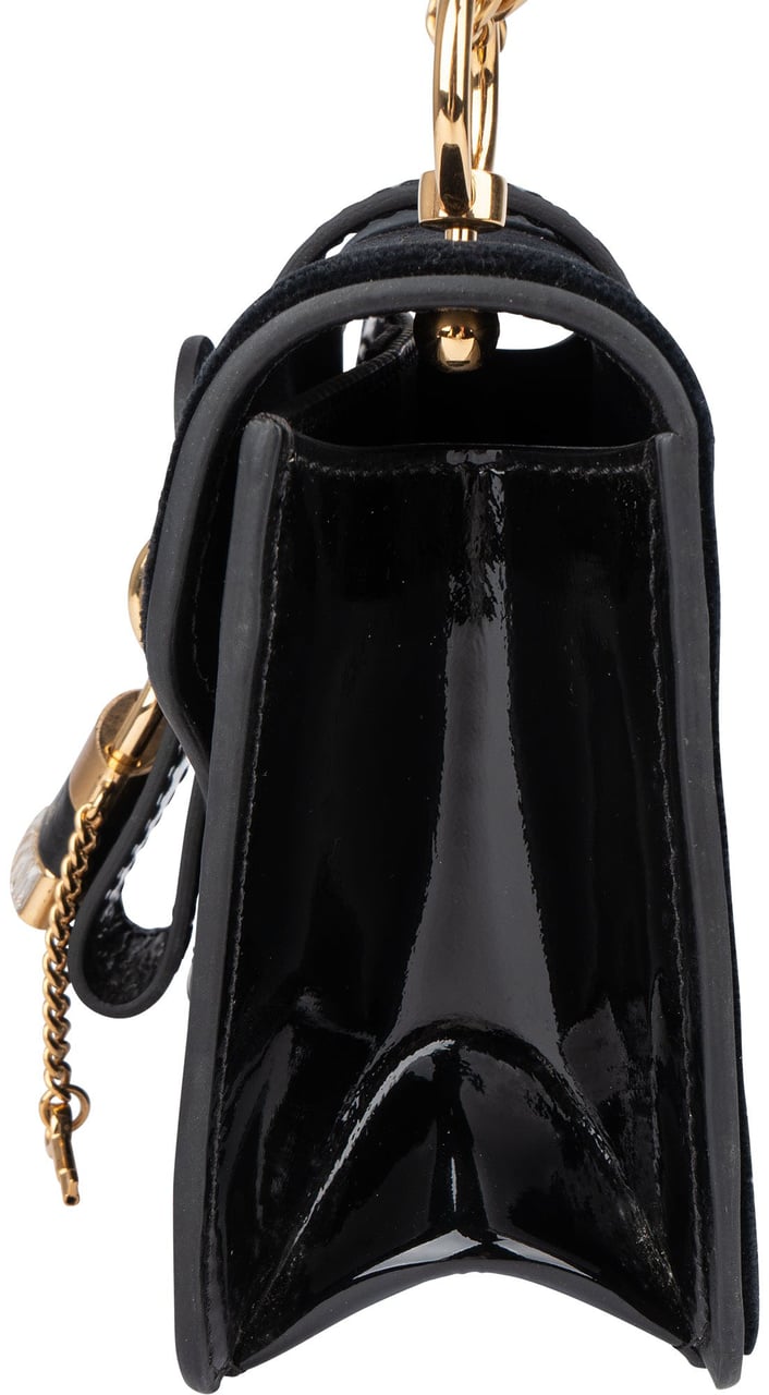 Chloé Black Satin Crystal Padlock Aby Crossbody Bag Zwart