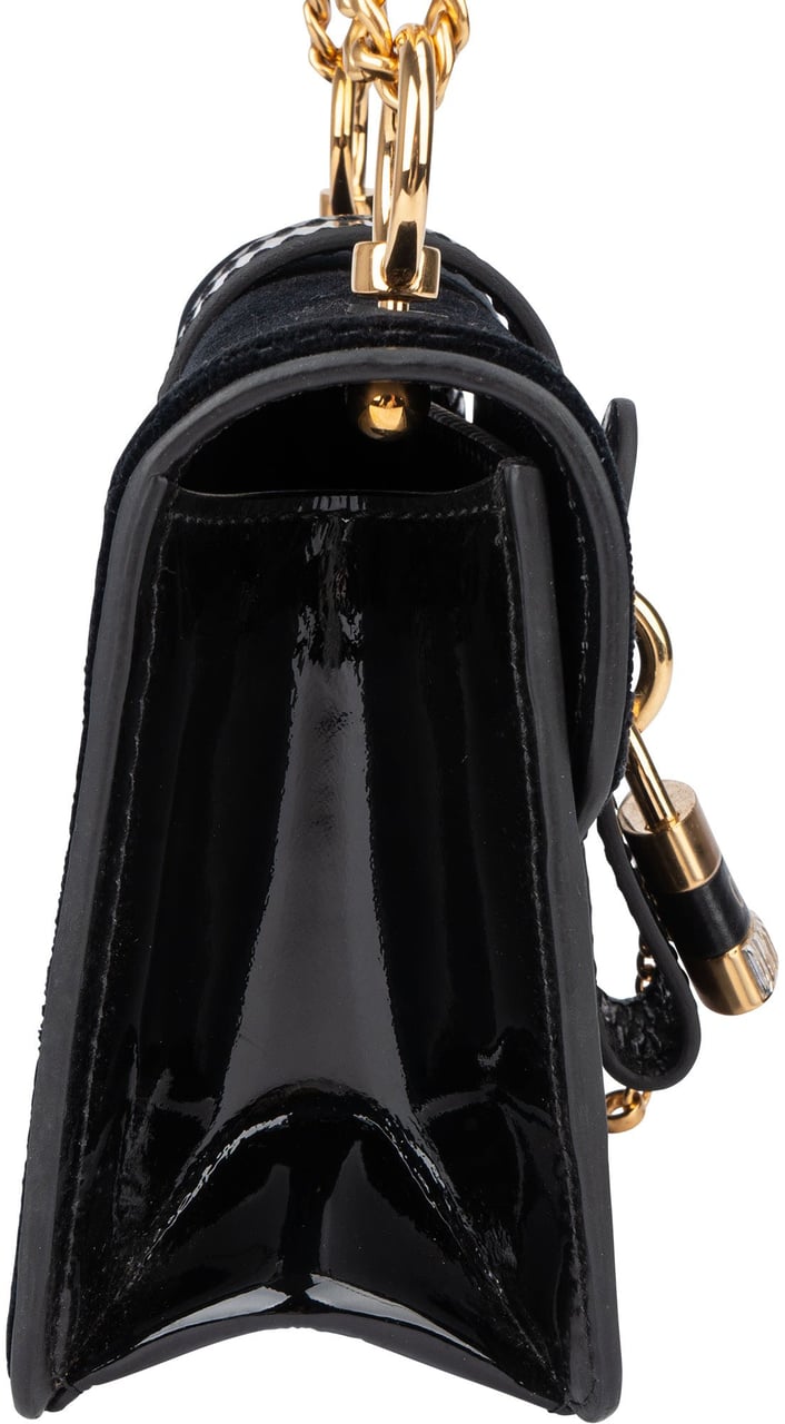 Chloé Black Satin Crystal Padlock Aby Crossbody Bag Zwart
