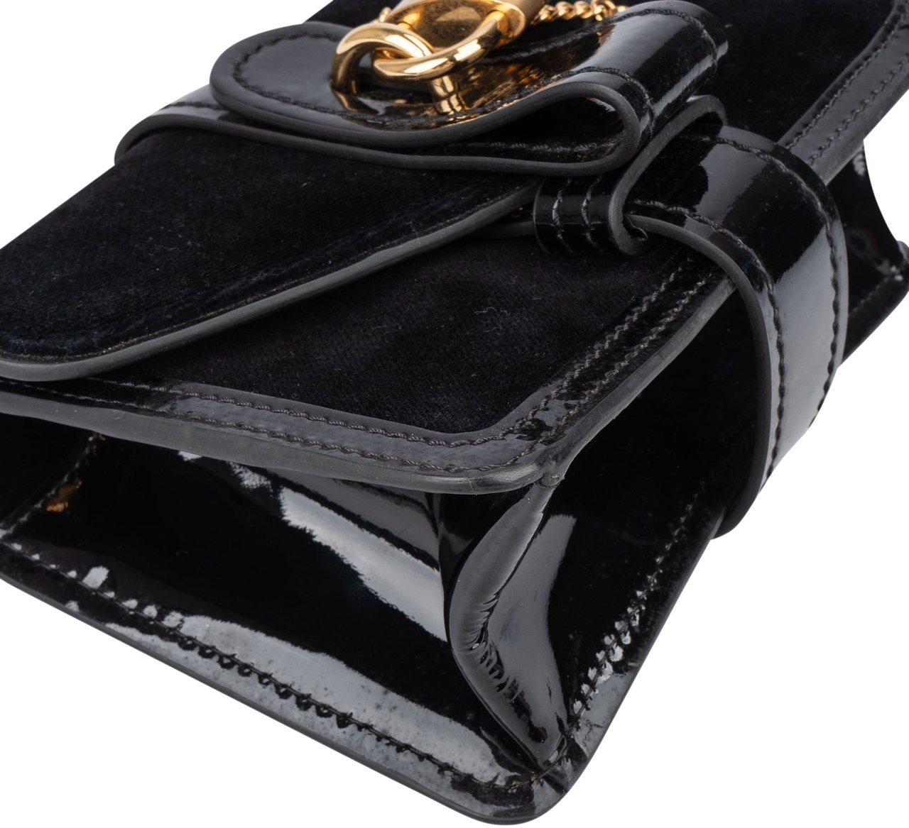 Chloé Black Satin Crystal Padlock Aby Crossbody Bag Zwart