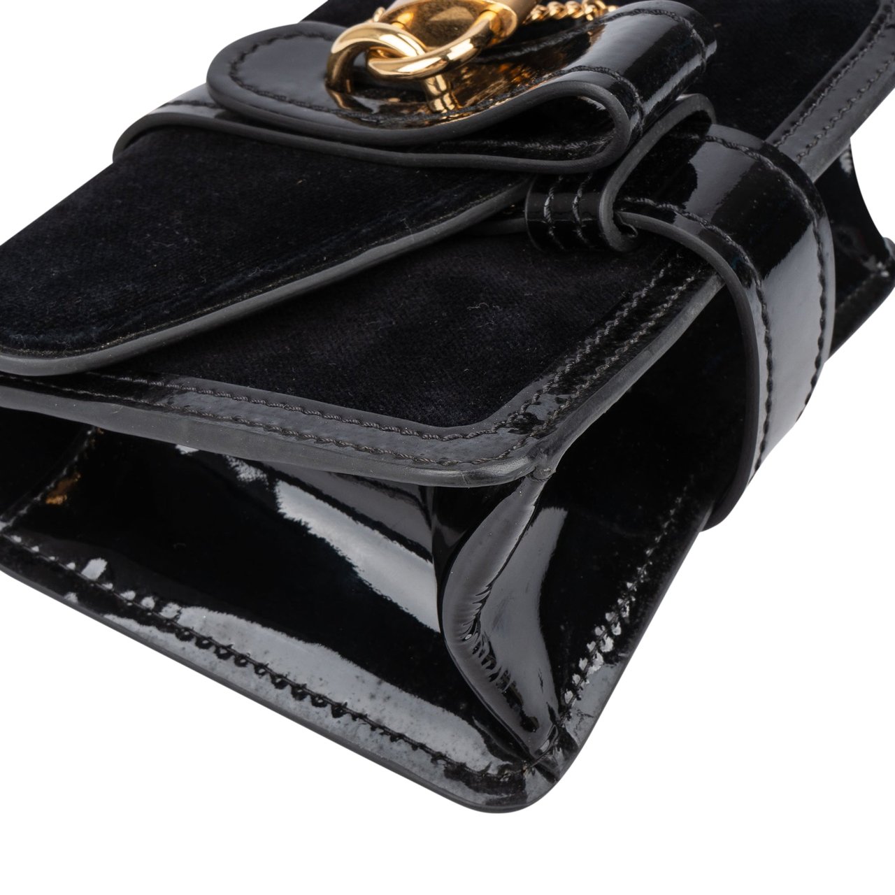 Chloé Chloé Black Satin Crystal Padlock Aby Crossbody Bag Zwart