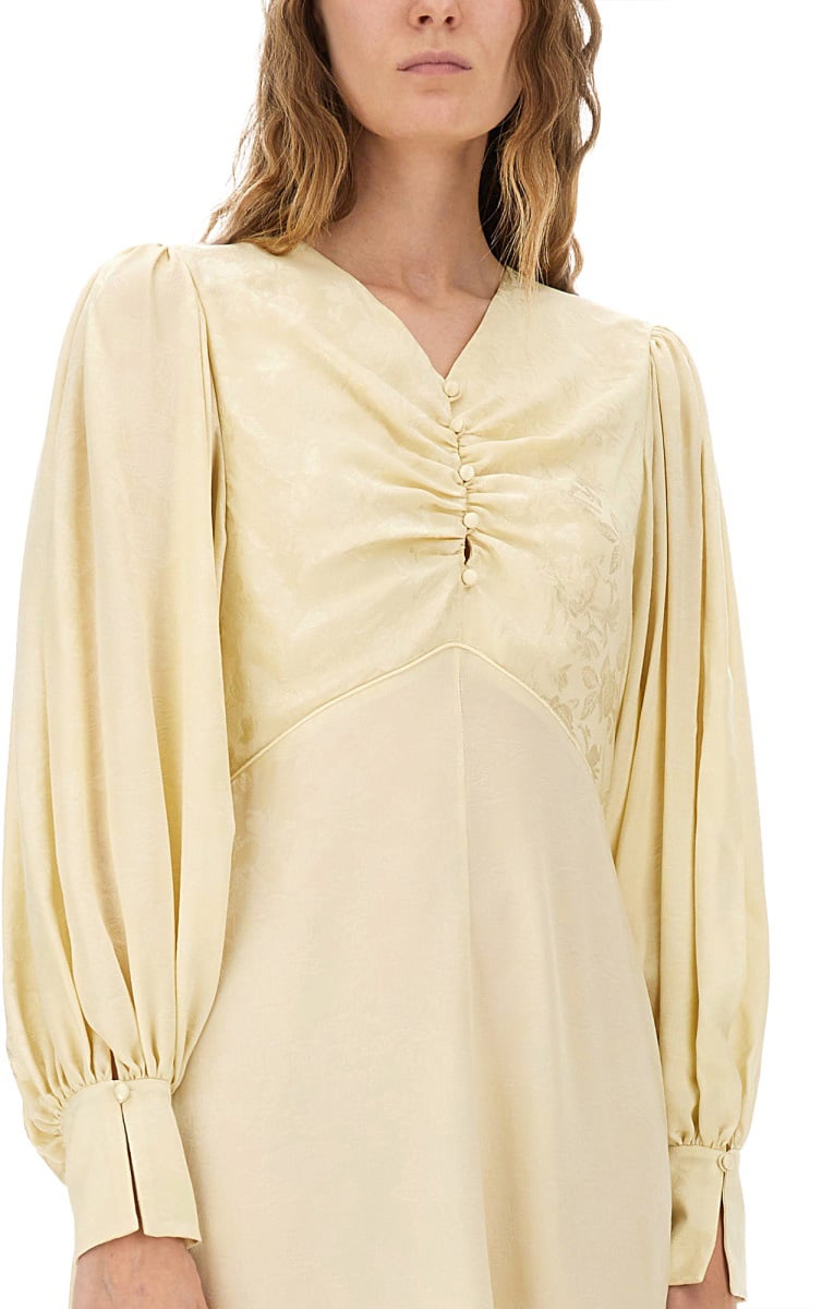 Chloé RUCHED SILK DRESS Geel