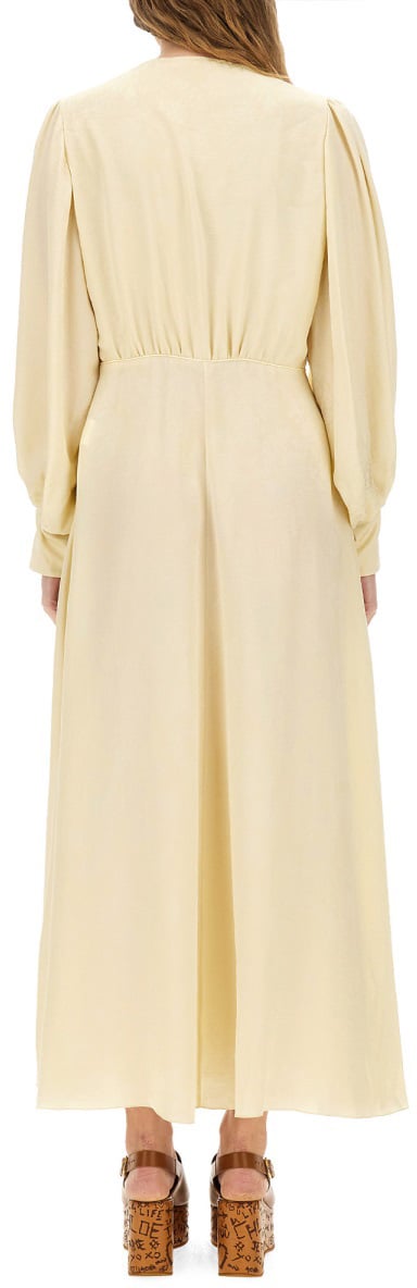 Chloé RUCHED SILK DRESS Geel