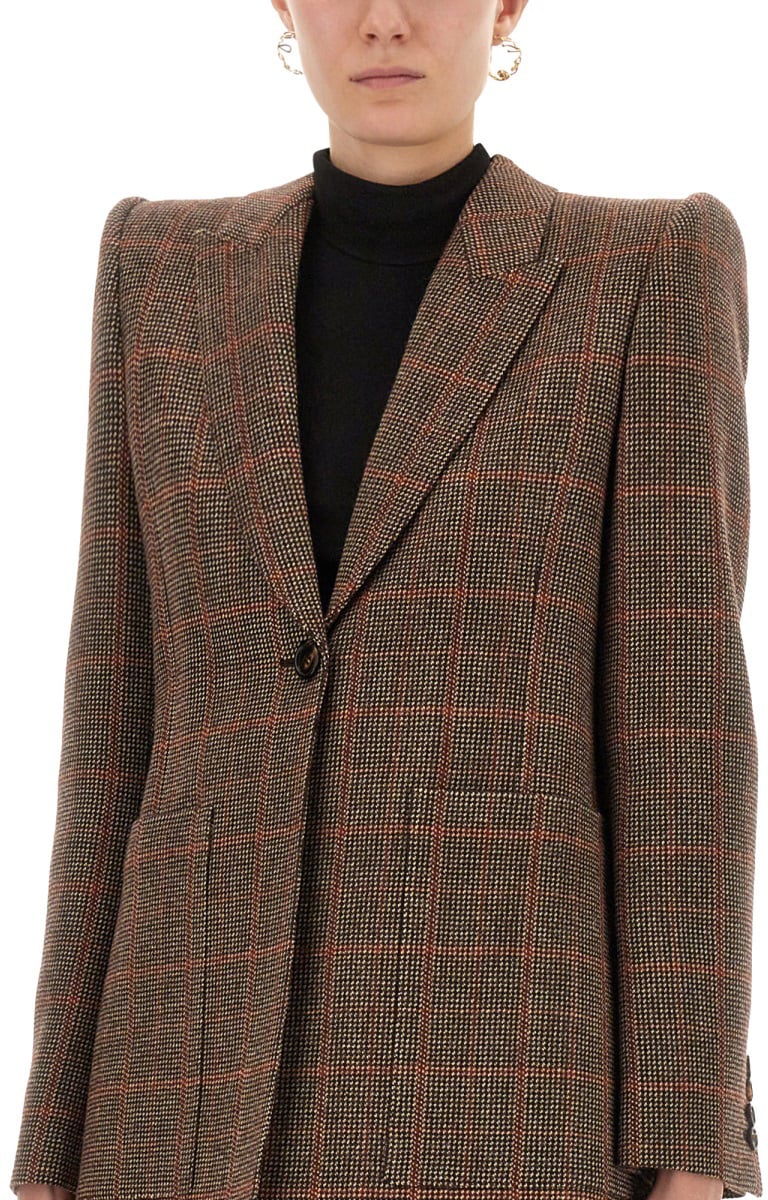 Chloé PLAID WOOL TAILORED JACKET Bruin