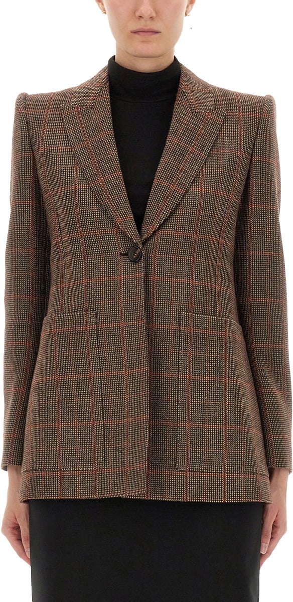 Chloé PLAID WOOL TAILORED JACKET Bruin