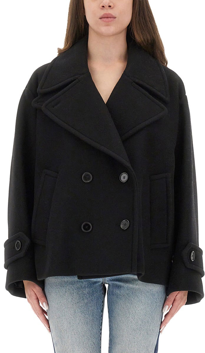 Chloé DOUBLE-BREASTED JACKET WITH PEAKED LAPELS Zwart