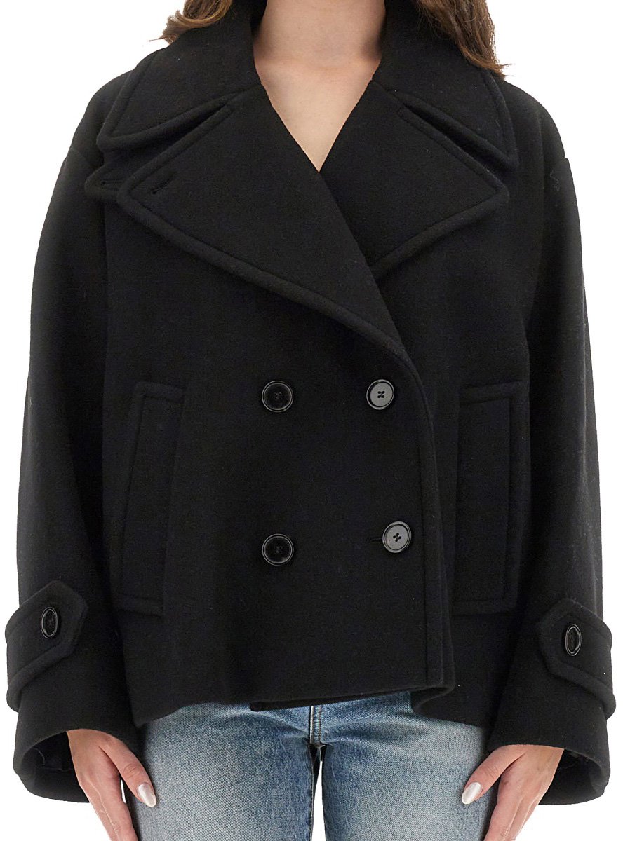 Chloé DOUBLE-BREASTED JACKET WITH PEAKED LAPELS Zwart