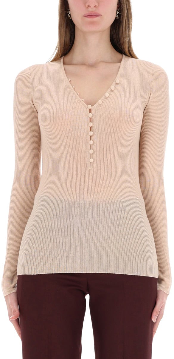 Chloé RIBBED KNIT WITH BUTTONS Roze