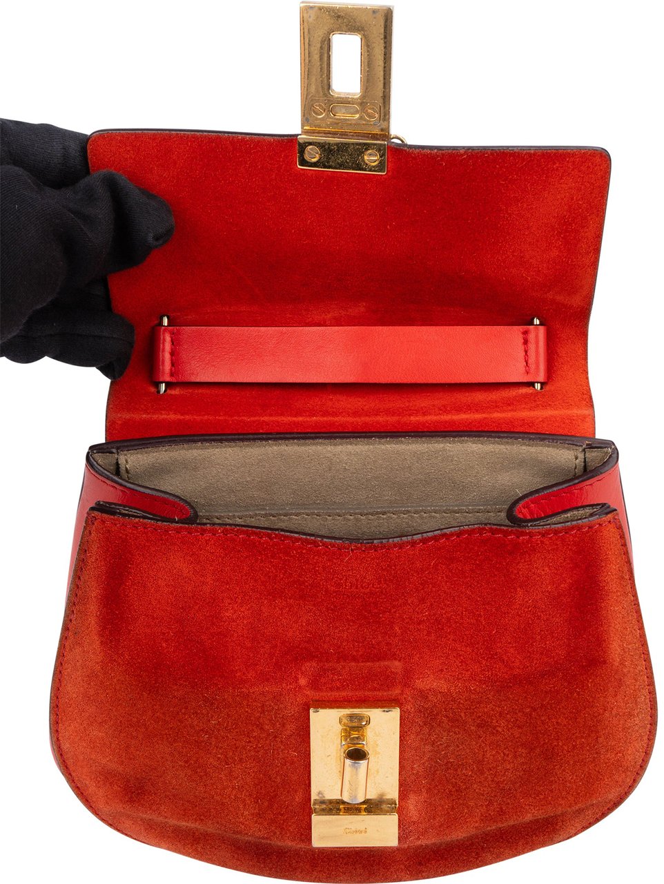 Chloé Chloé Rouge Leather Drew Crossbody Bag Rood