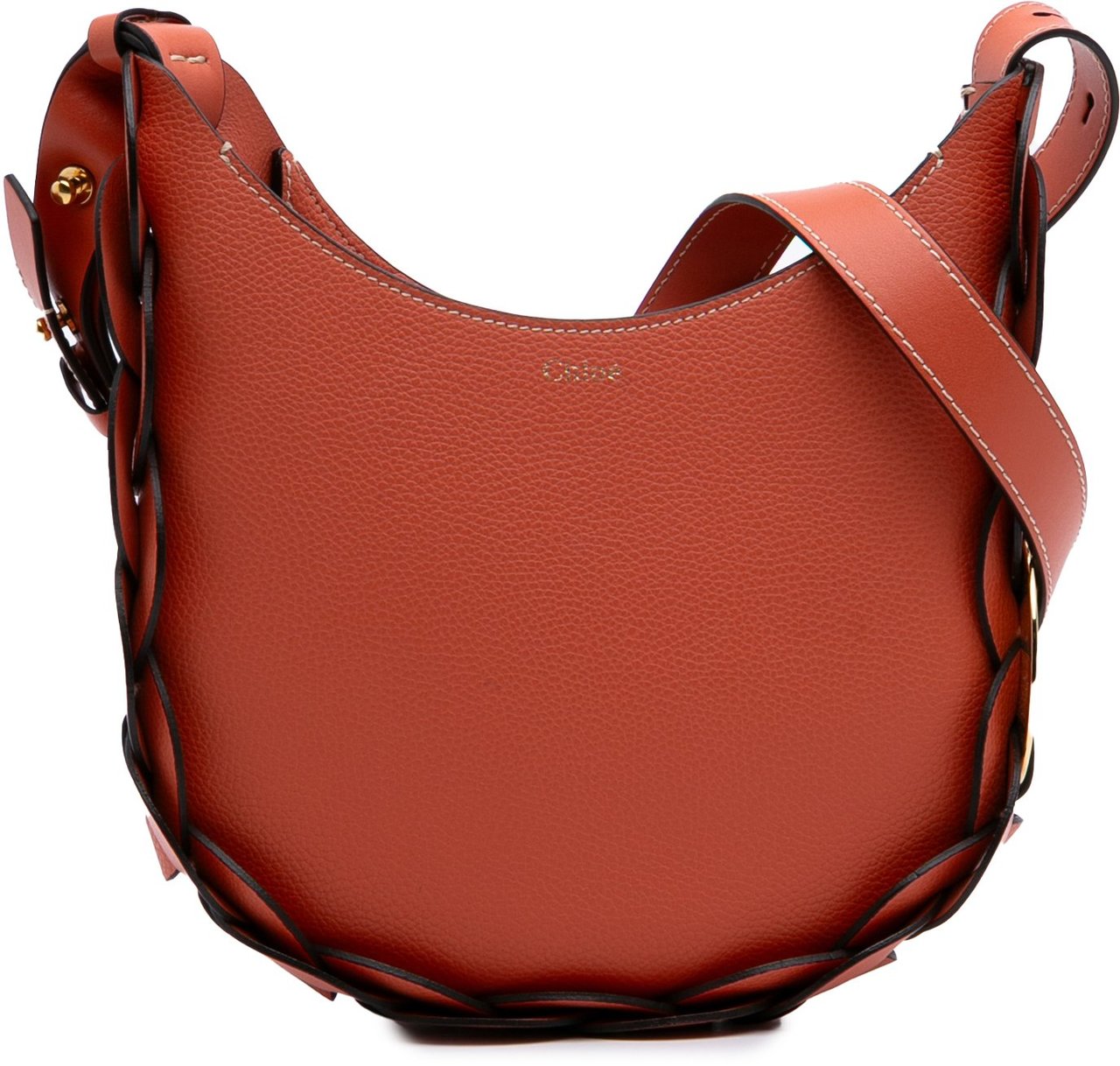 Chloé Small Grained Calfskin Darryl Hobo Oranje