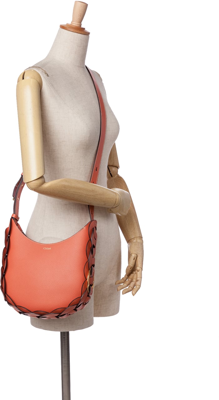 Chloé Small Grained Calfskin Darryl Hobo Oranje
