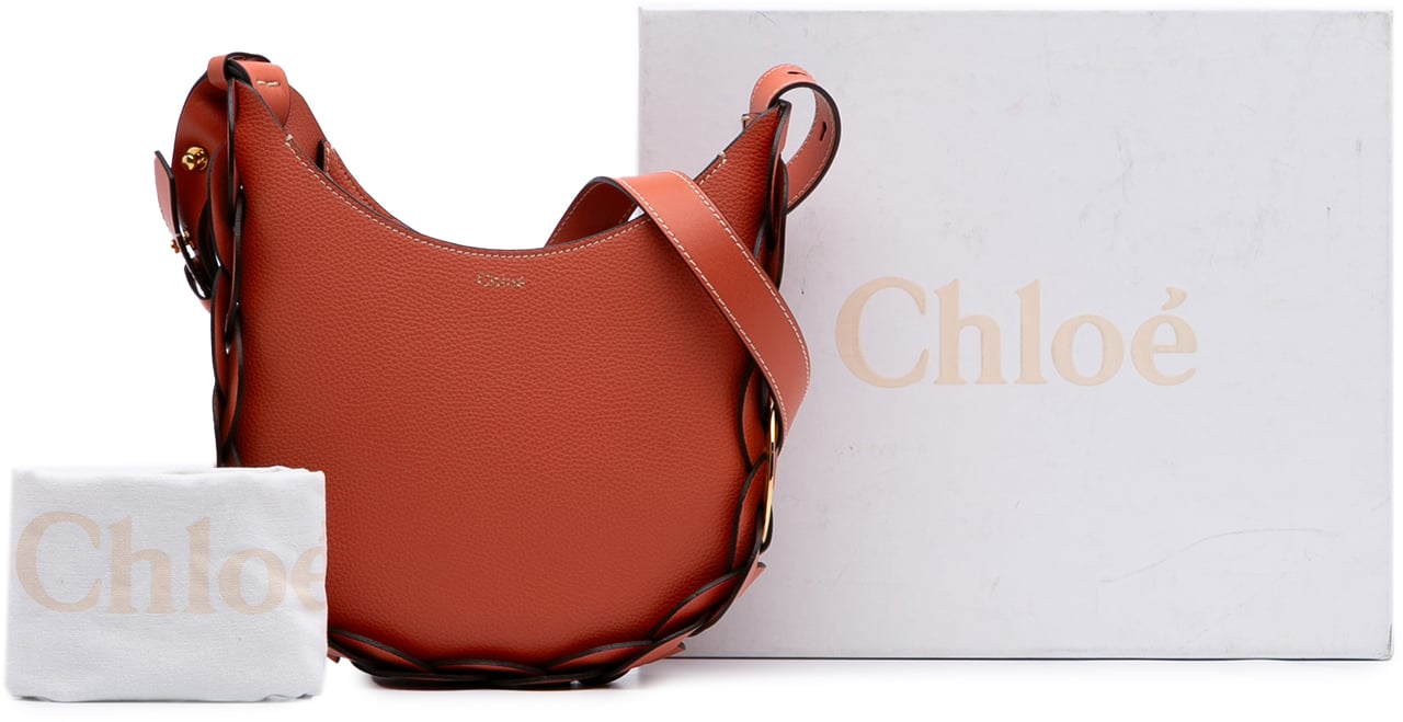 Chloé Small Grained Calfskin Darryl Hobo Oranje