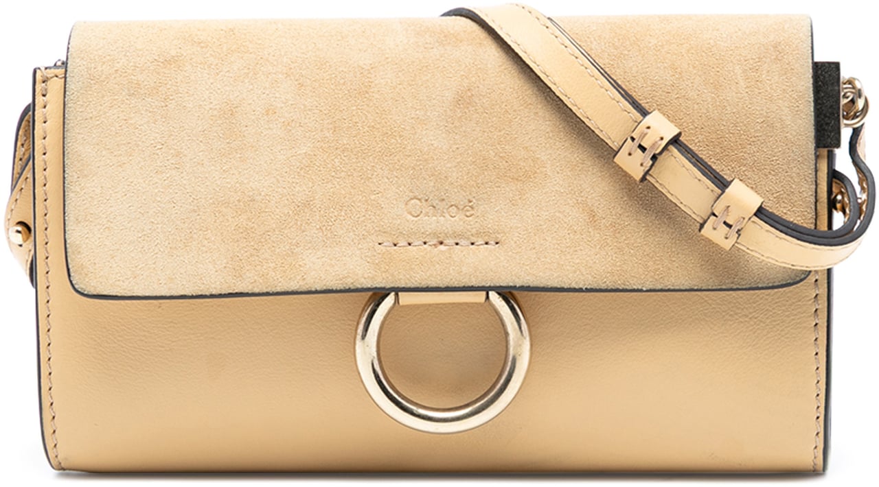 Chloé Mini Calfskin and Suede Faye Crossbody Geel