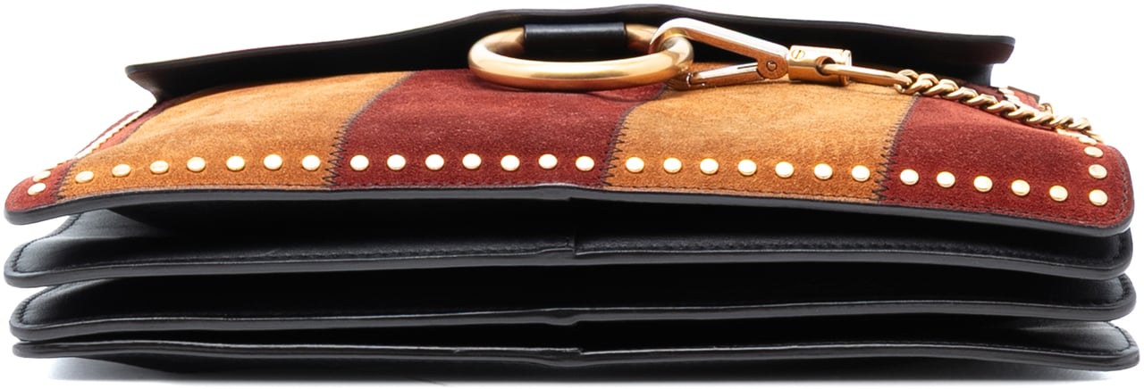 Chloé Medium Calfskin and Stitched Suede Faye Crossbody Zwart