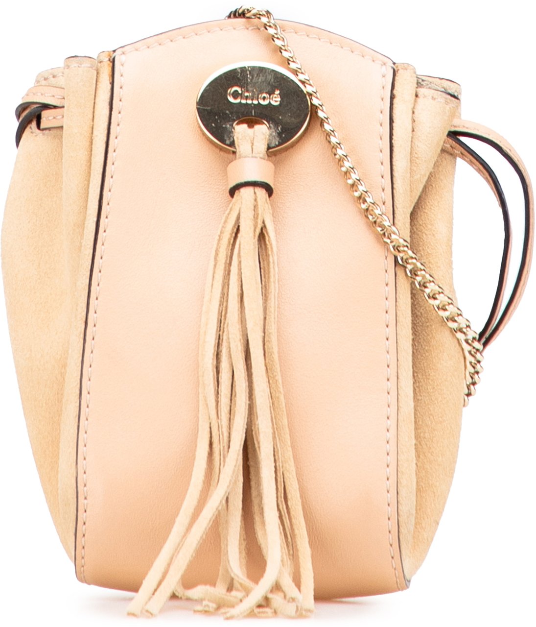Chloé Mini Leather and Suede Sac Fringe Crossbody Bruin