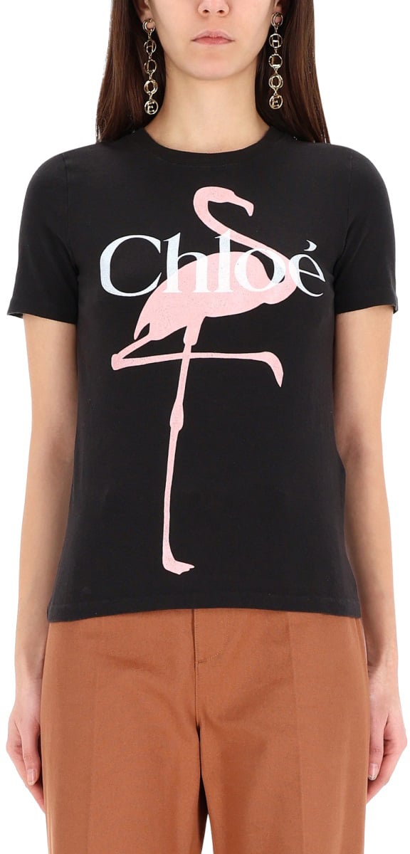 Chloé T-SHIRT WITH LOGO Zwart