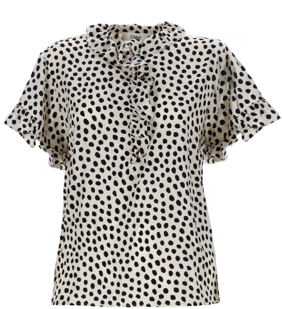 Chloé TOP WITH RUFFLES Beige