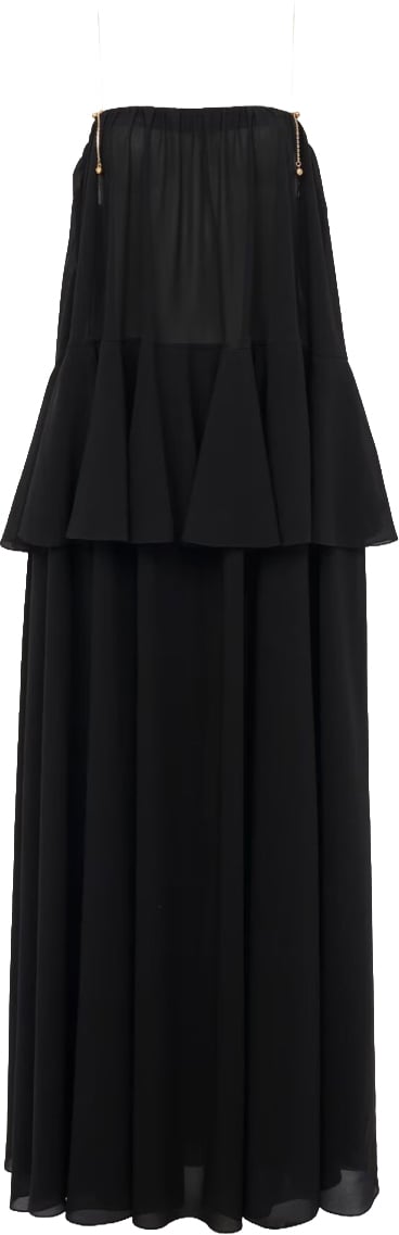 Chloé SILK GEORGETTE LONG DRESS Zwart