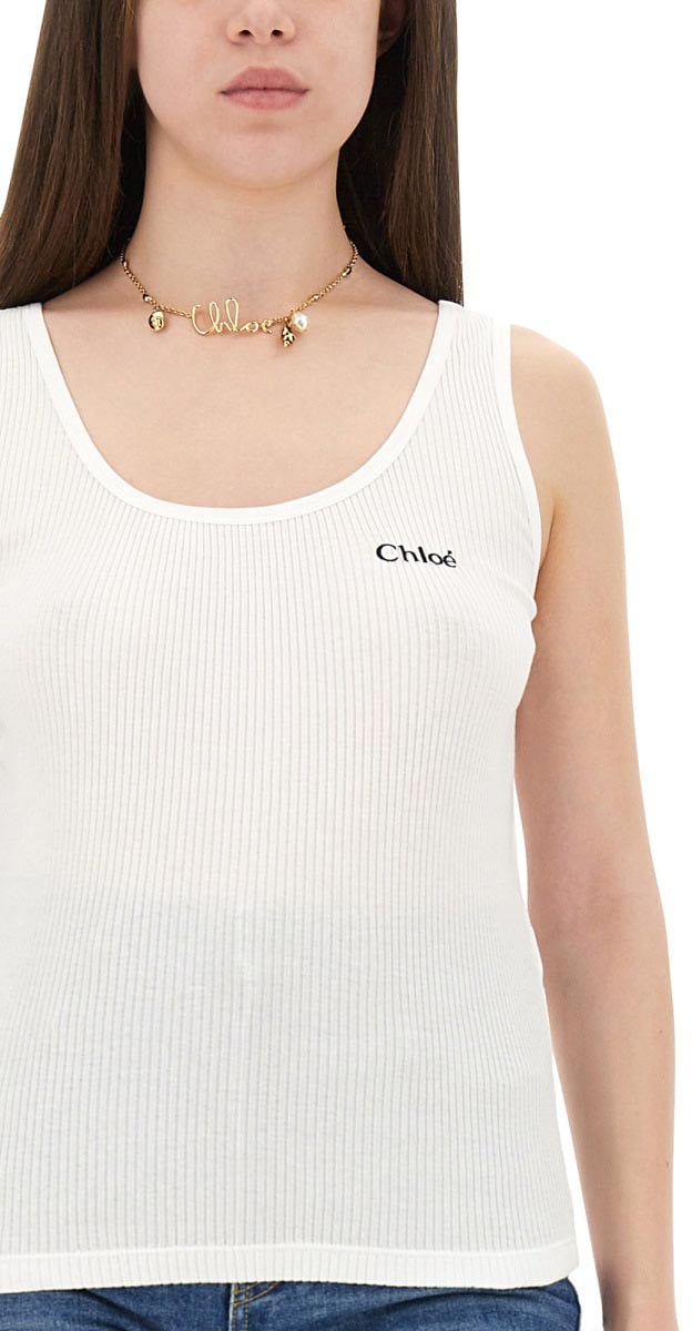 Chloé TANK TOP WITH LOGO Wit