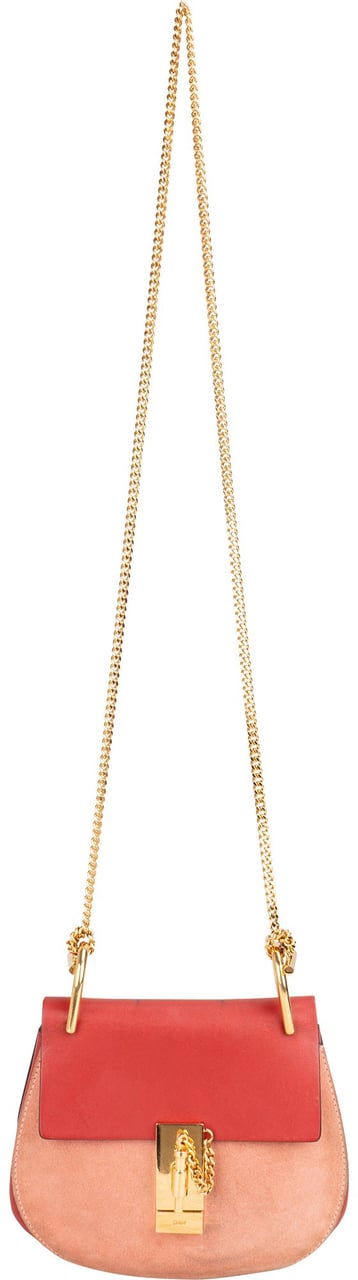 Chloé Bicolor Leather Drew Crossbody Bag Rood