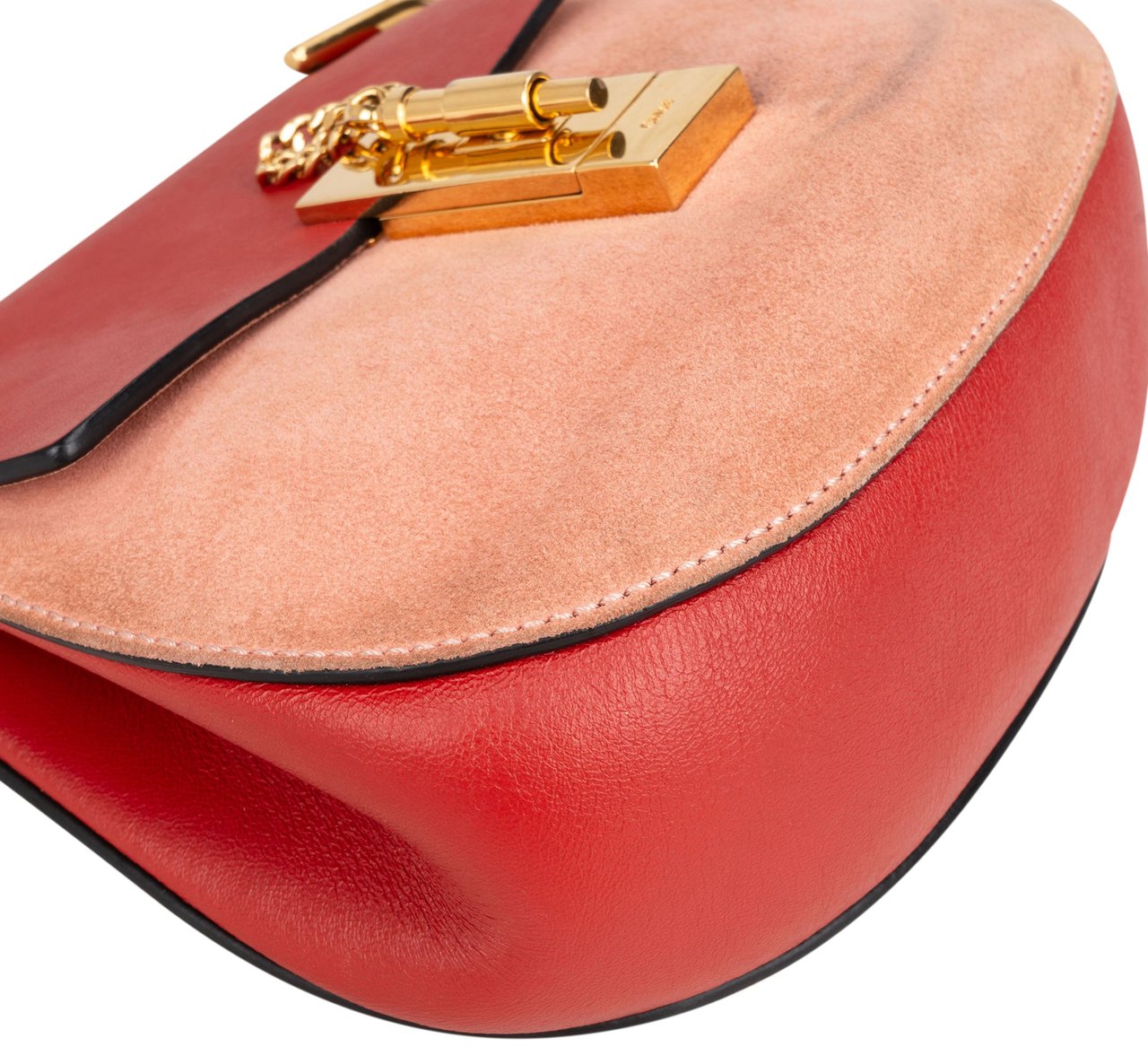 Chloé Bicolor Leather Drew Crossbody Bag Rood