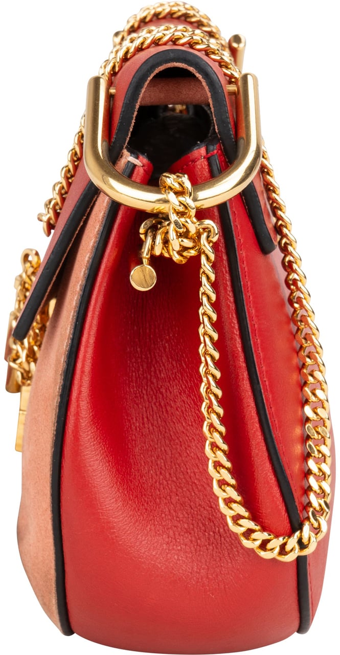 Chloé Bicolor Leather Drew Crossbody Bag Rood