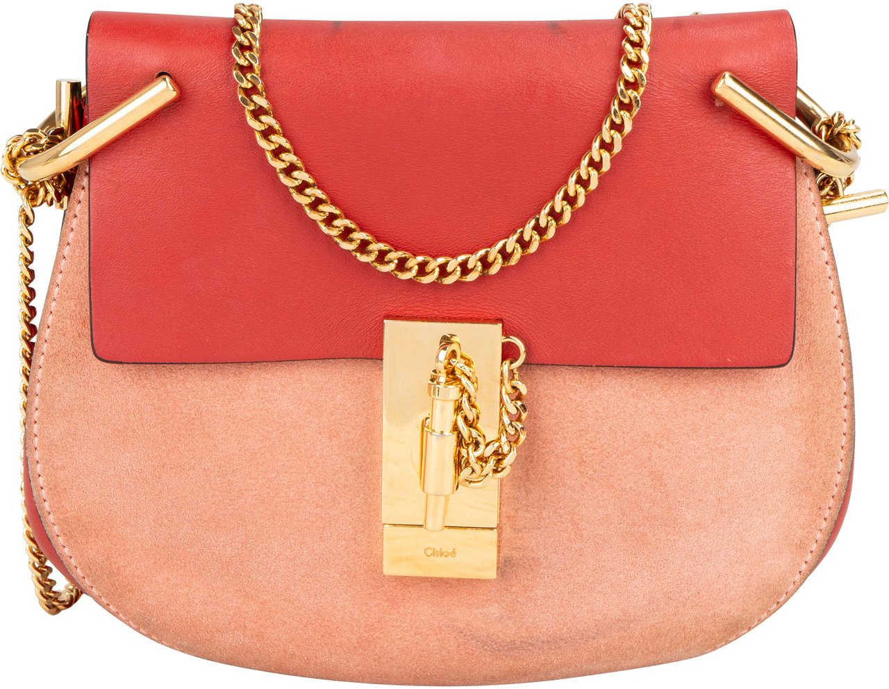Chloé Chloé Bicolor Leather Drew Crossbody Bag Rood