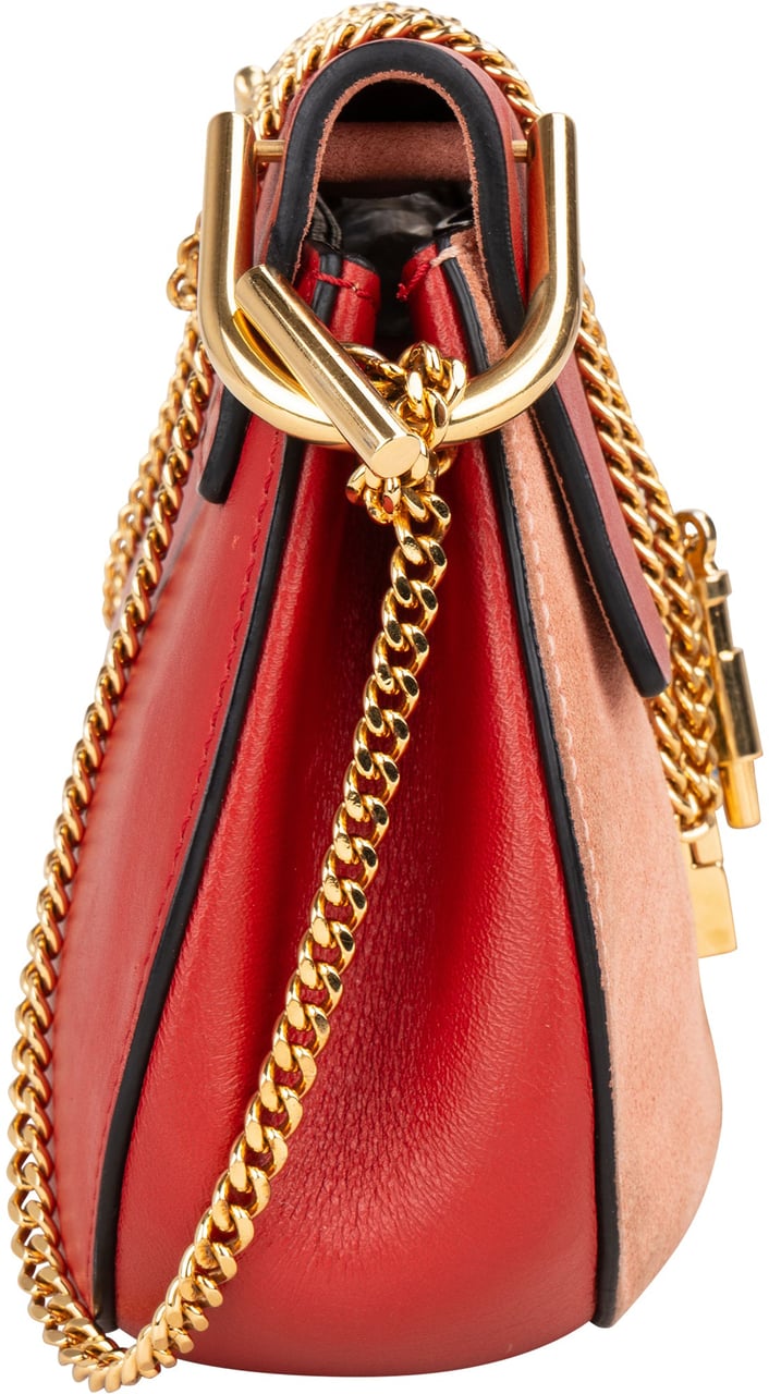 Chloé Bicolor Leather Drew Crossbody Bag Rood