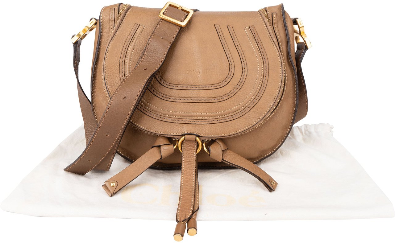 Chloé Chloé Brown Leather Marcie Crossbody Bag Bruin