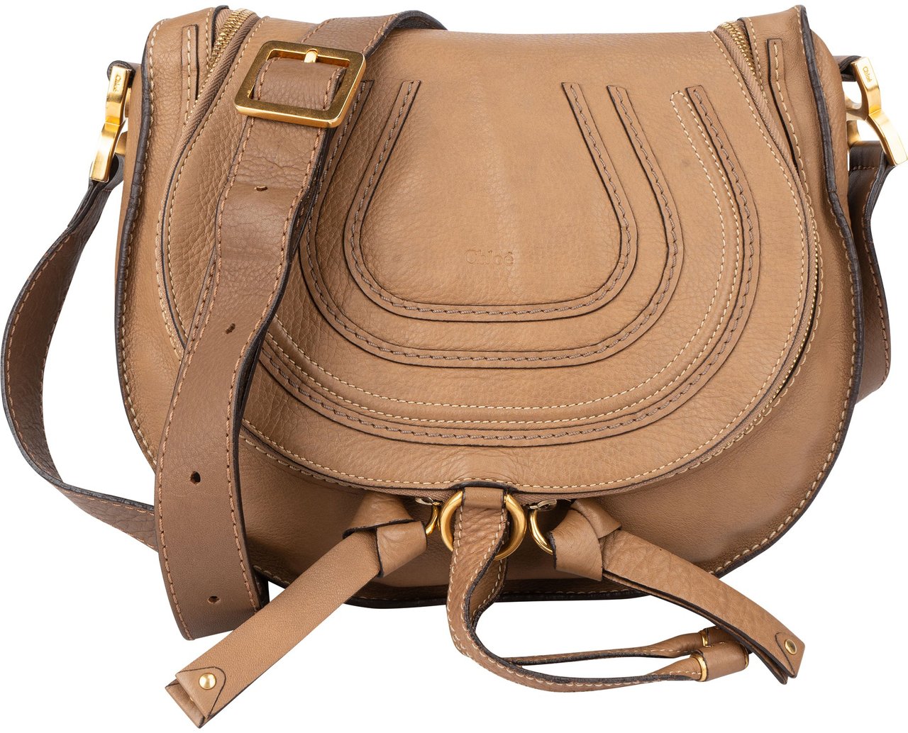Chloé Chloé Brown Leather Marcie Crossbody Bag Bruin