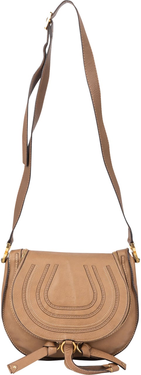 Chloé Chloé Brown Leather Marcie Crossbody Bag Bruin