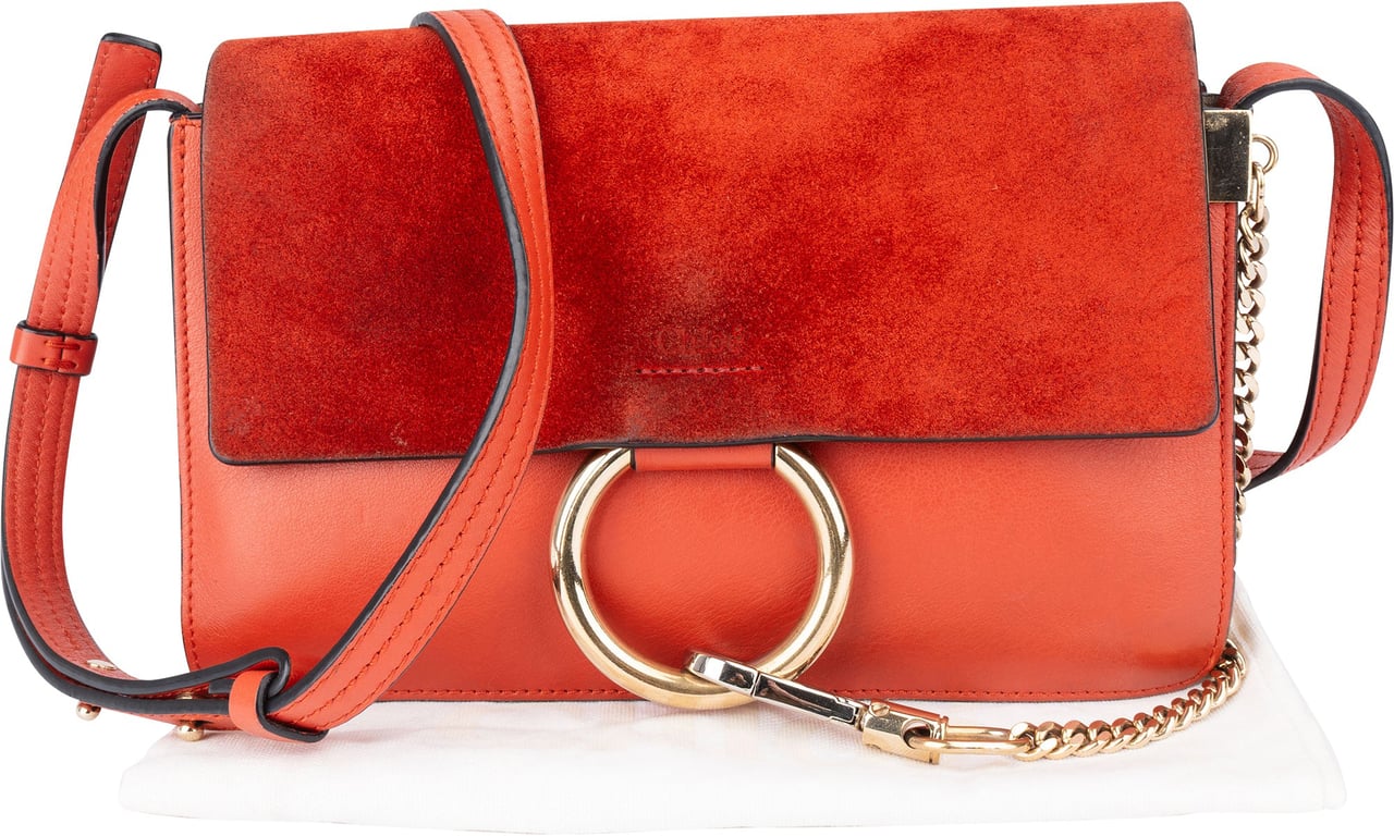 Chloé Chloé Orange Leather Faye Crossbody Bag Oranje