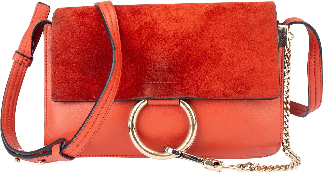 Chloé Chloé Orange Leather Faye Crossbody Bag Oranje