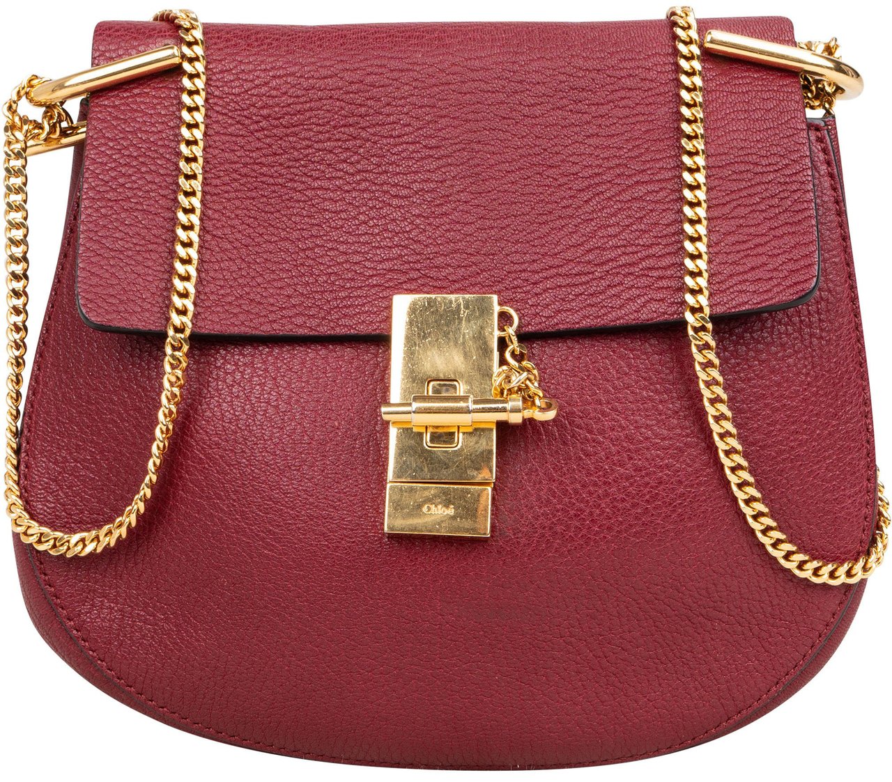 Chloé Chloé Bordeaux Leather Drew Crossbody Bag Rood