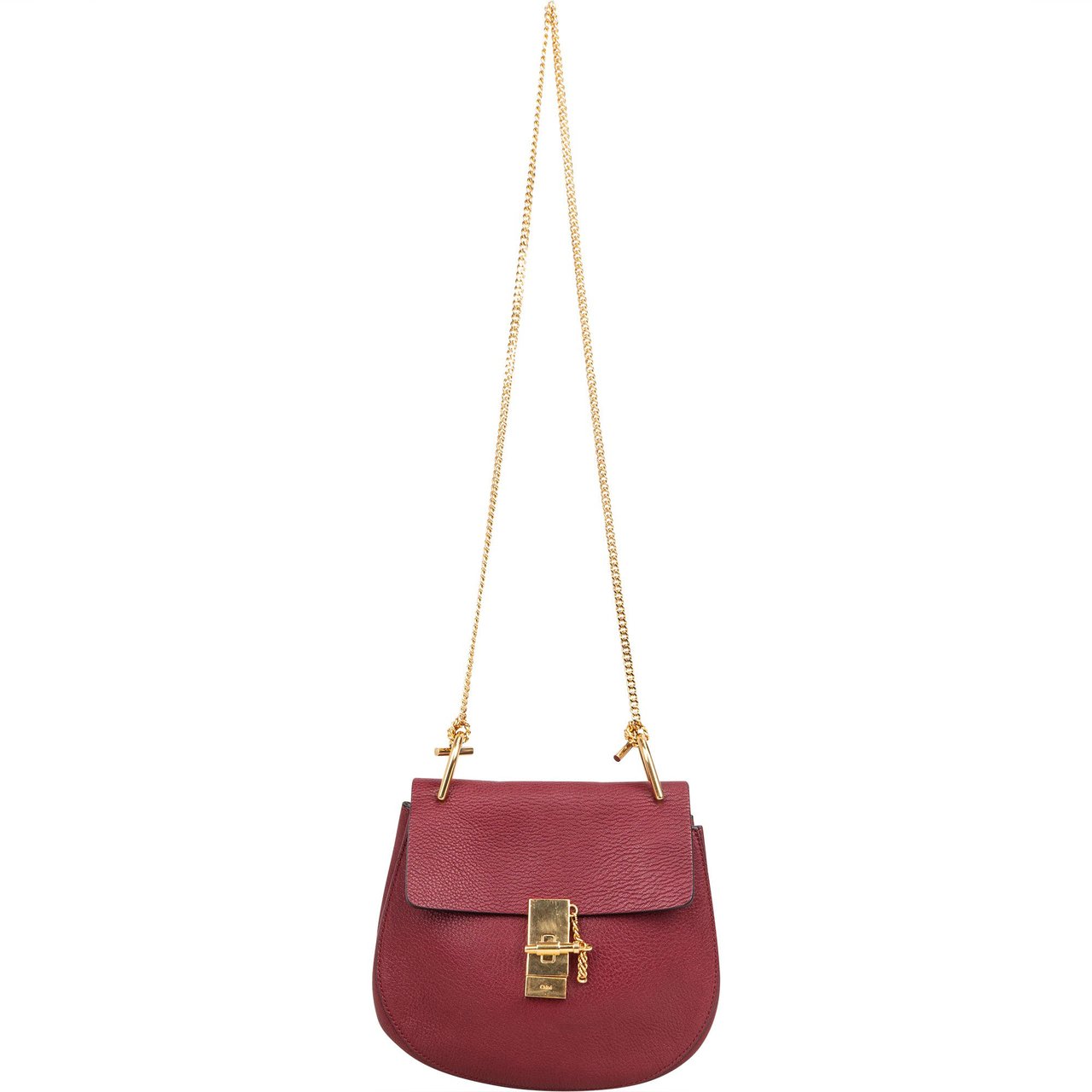 Chloé Chloé Bordeaux Leather Drew Crossbody Bag Rood