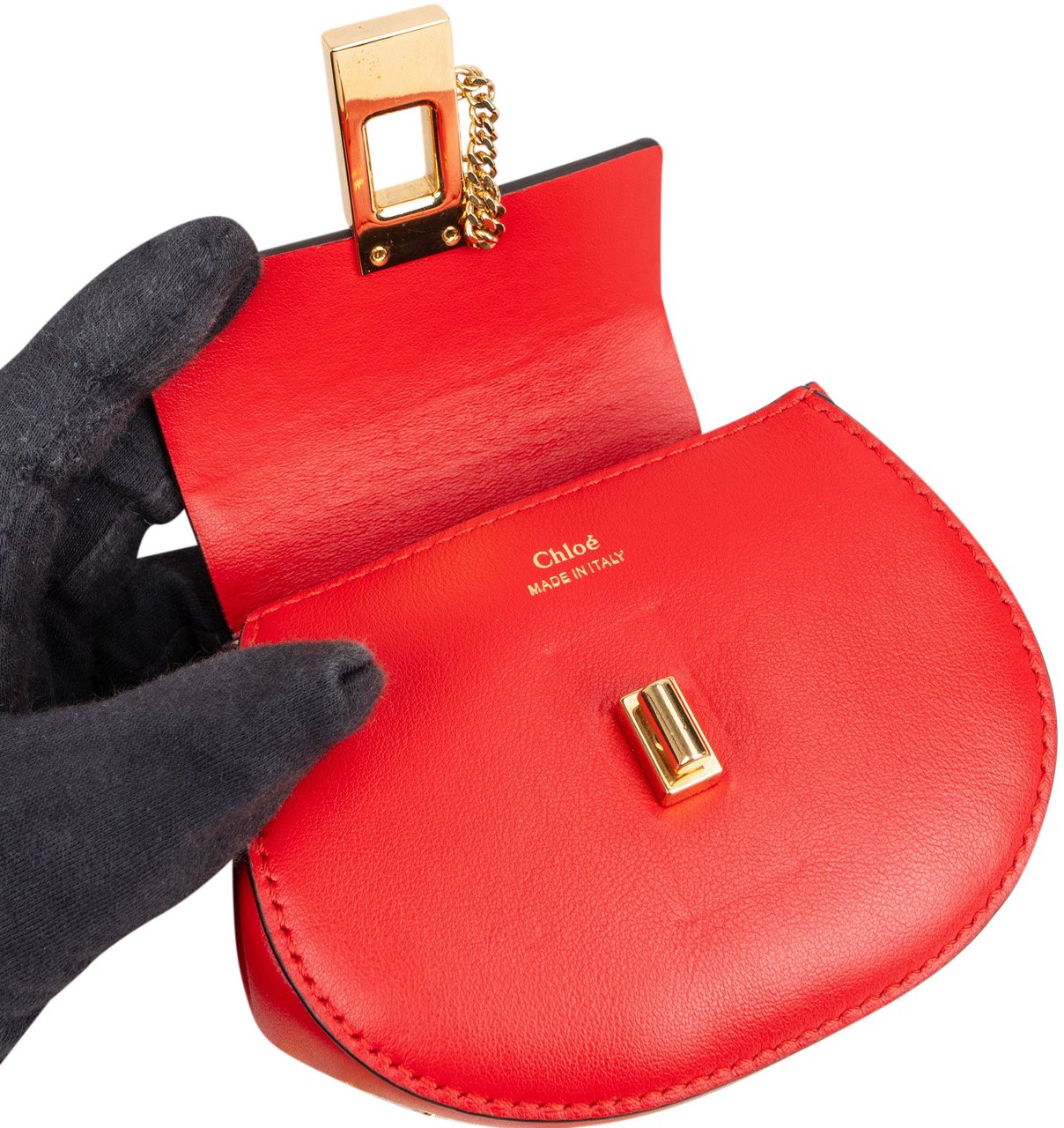 Chloé Chloé Red Leather Drew Micro Backpack Rood