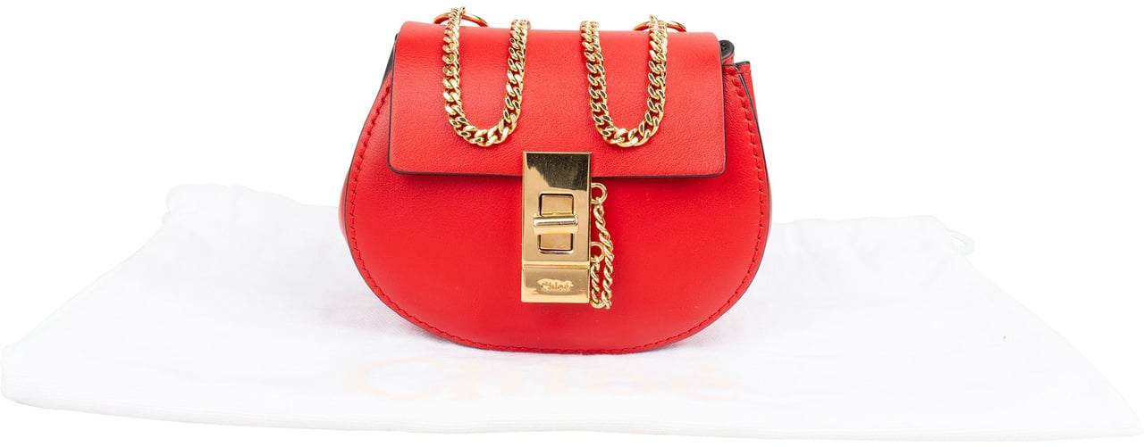 Chloé Red Leather Drew Micro Backpack Rood