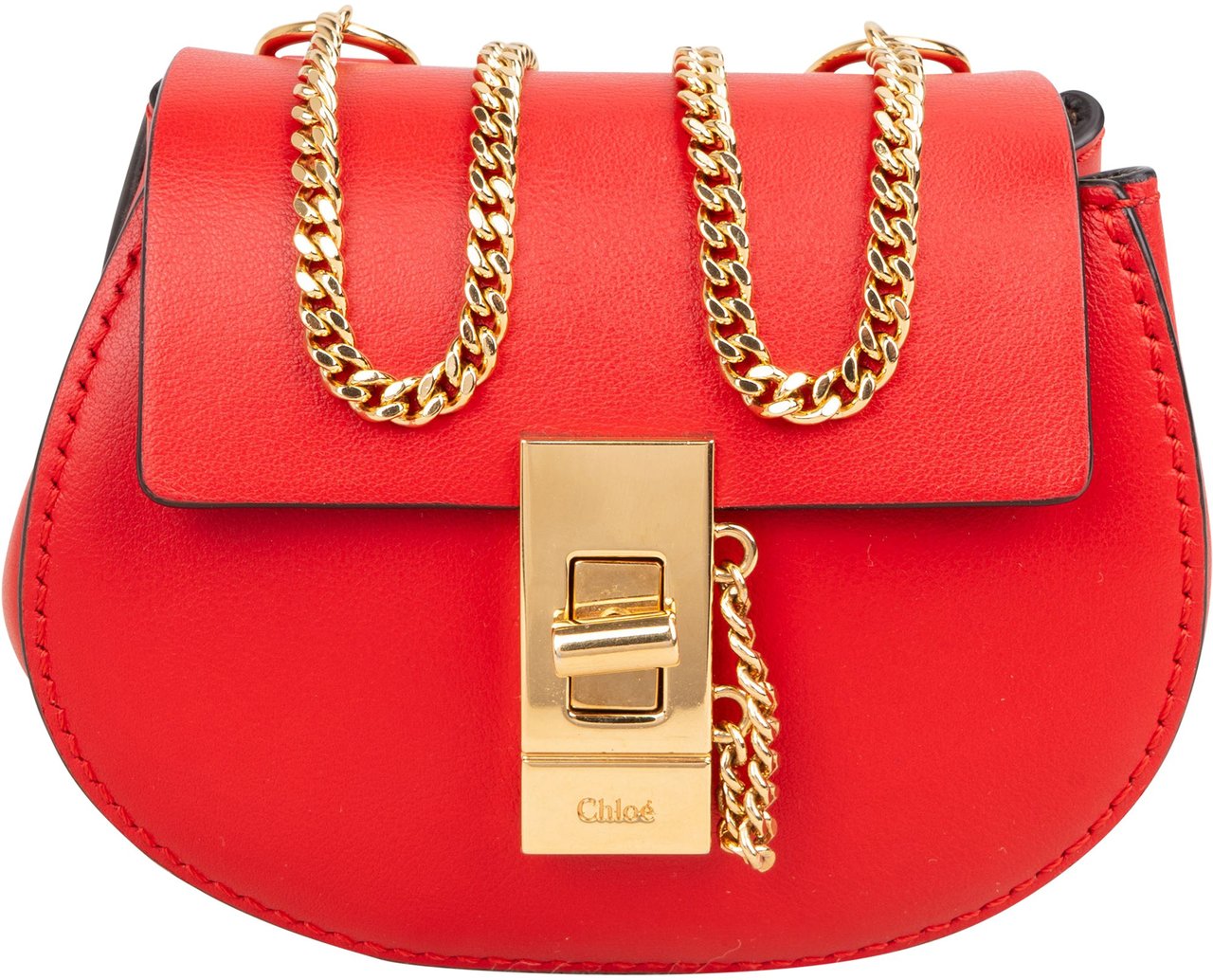 Chloé Red Leather Drew Micro Backpack Rood