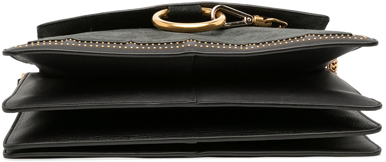 Chloé Medium Studded Suede and Calfskin Faye Crossbody Zwart