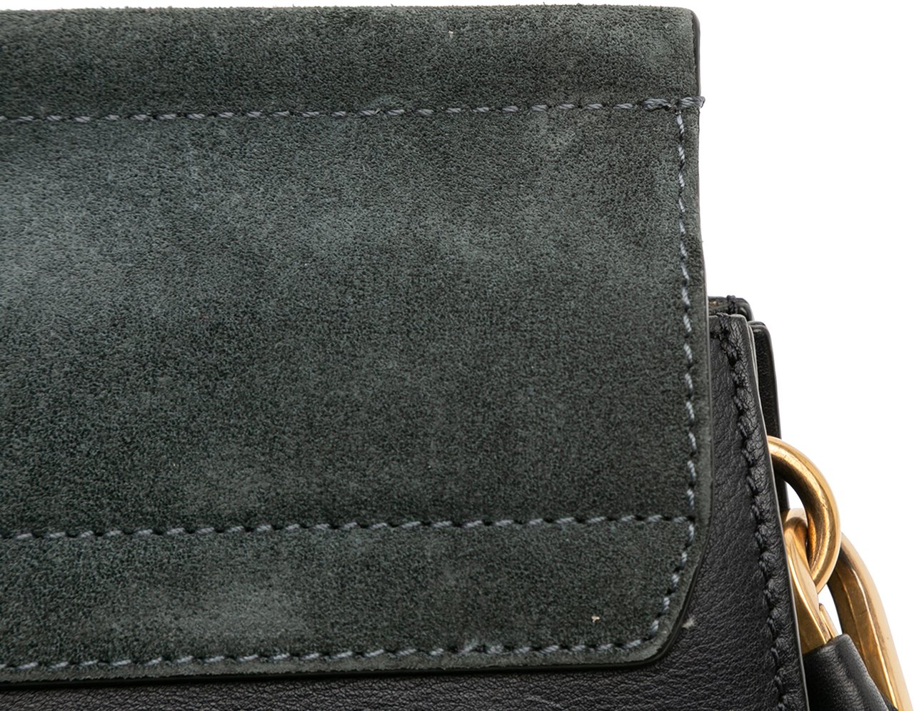 Chloé Medium Studded Suede and Calfskin Faye Crossbody Zwart