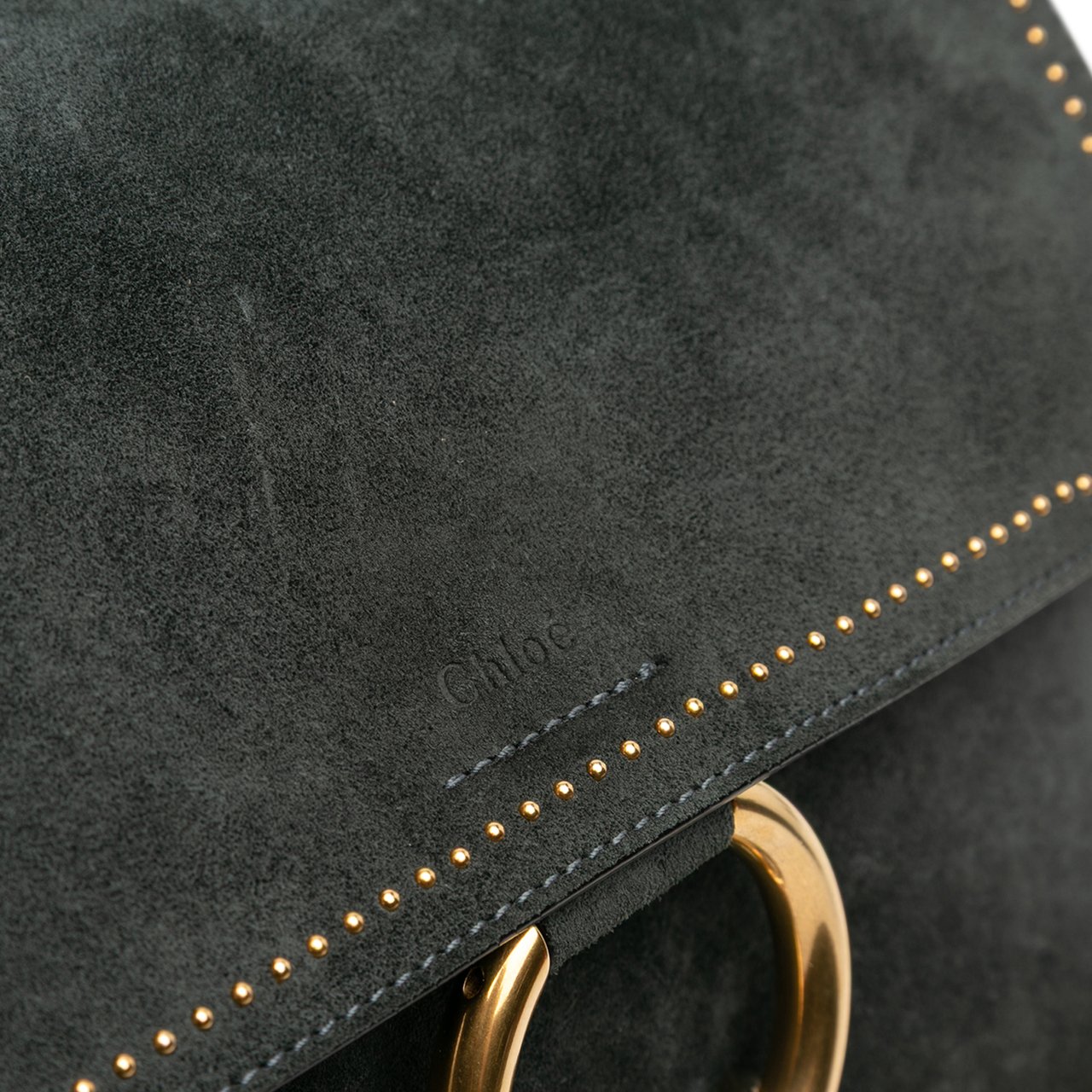 Chloé Medium Studded Suede and Calfskin Faye Crossbody Zwart