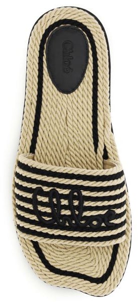 Chloé Black Twisted Cotton Rope Sandals Neutraal