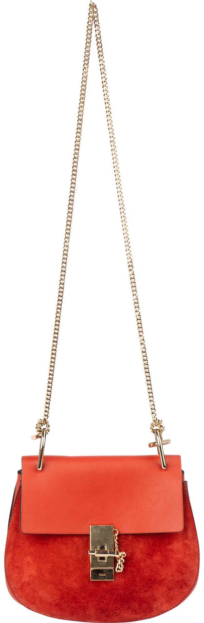 Chloé Rouge Leather Drew Crossbody Bag Rood