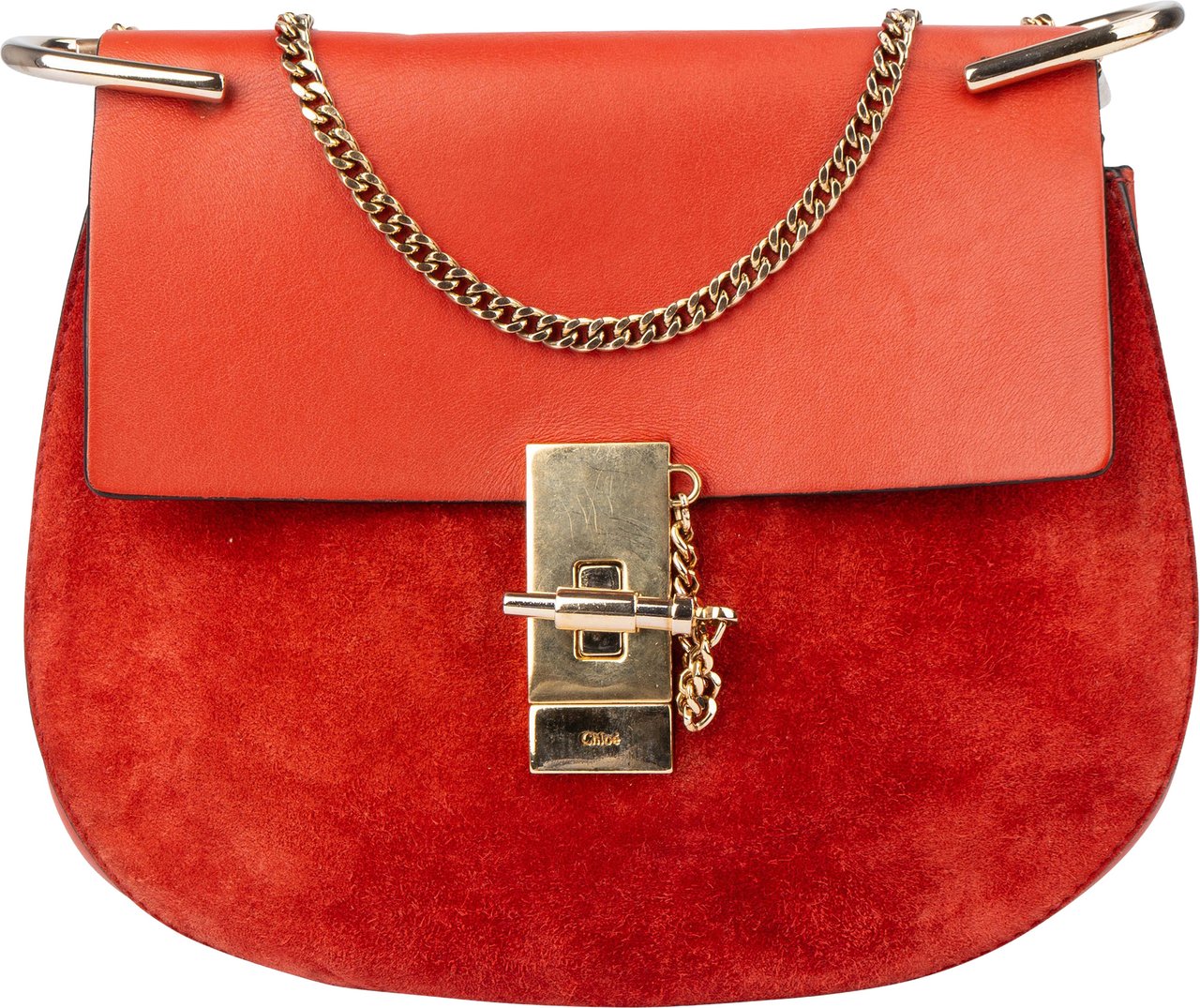 Chloé Rouge Leather Drew Crossbody Bag Rood