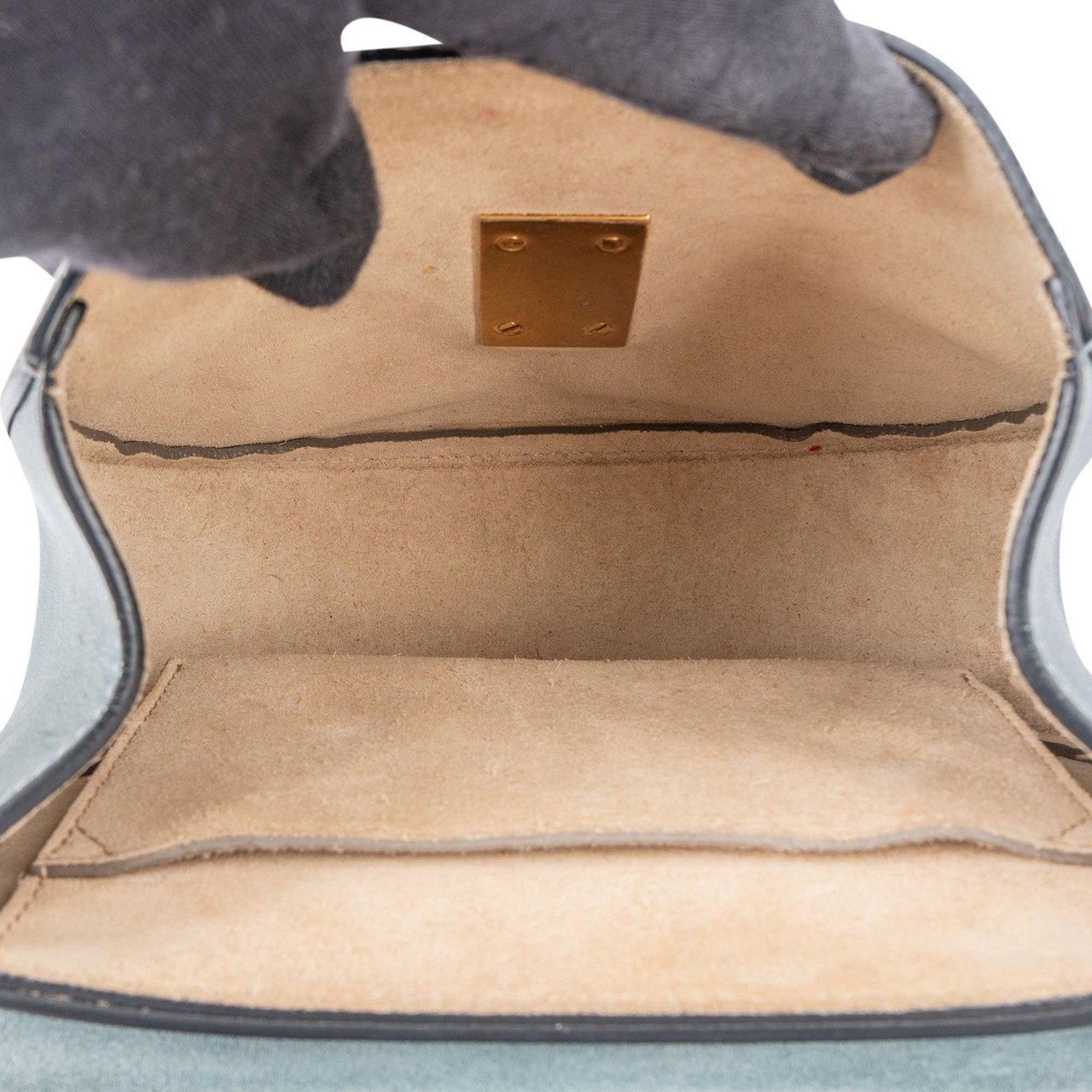 Chloé Chloé Bleu Leather Drew Crossbody Bag Blauw