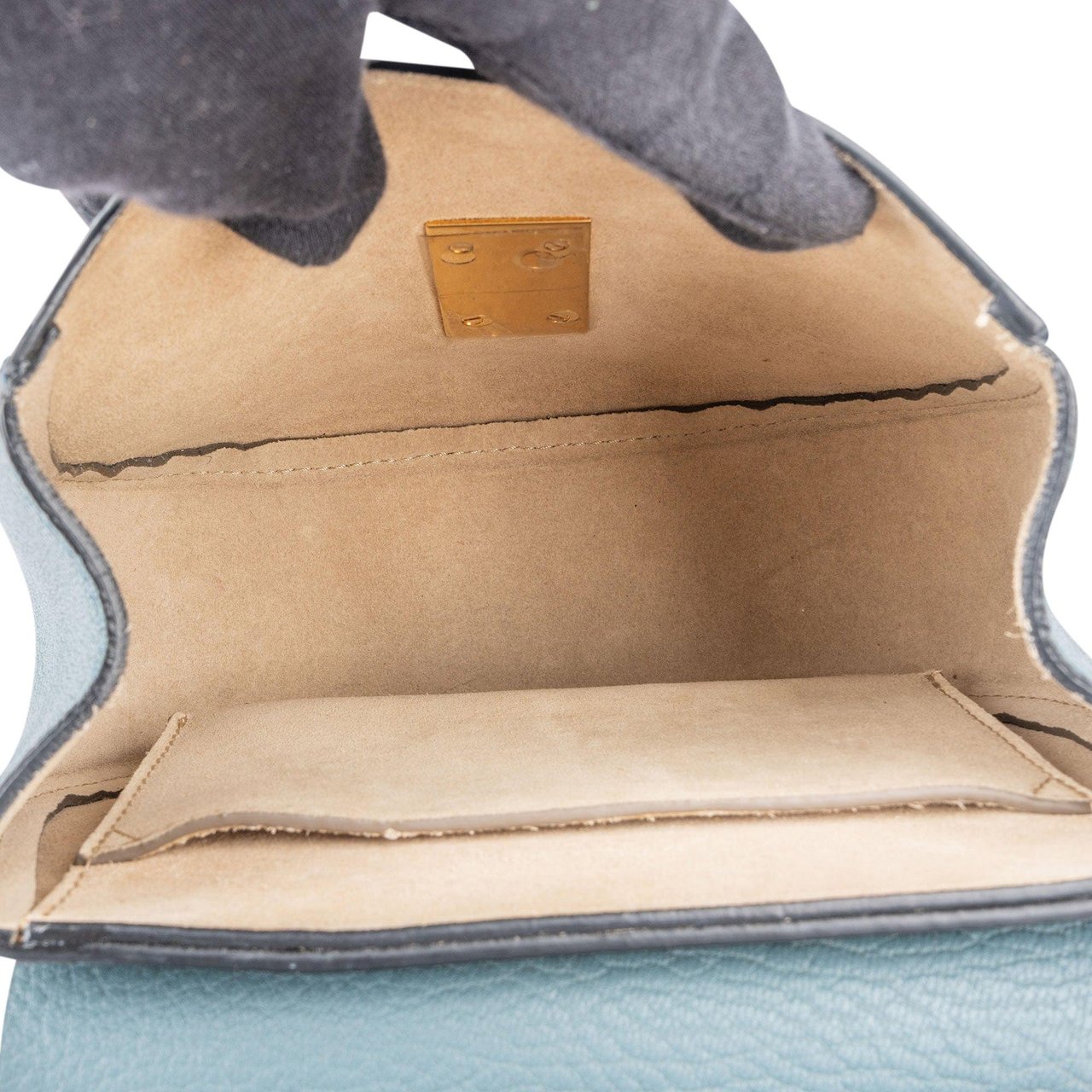 Chloé Chloé Blue Leather Drew Crossbody Bag Blauw