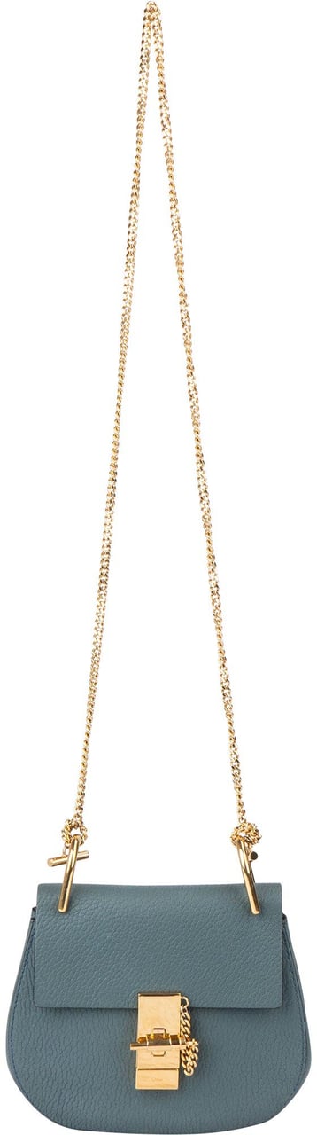 Chloé Chloé Blue Leather Drew Crossbody Bag Blauw