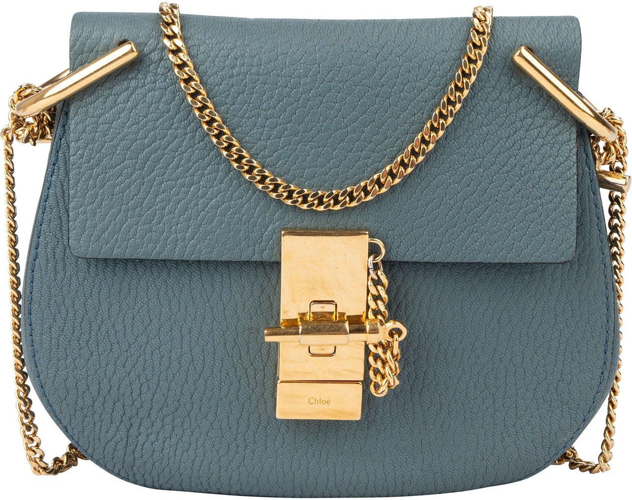 Chloé Chloé Blue Leather Drew Crossbody Bag Blauw